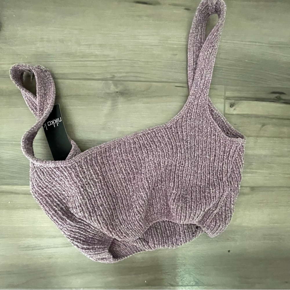 Nikkak K Womems Purple Lavender Crop Top Size M New - Picture 4 of 4